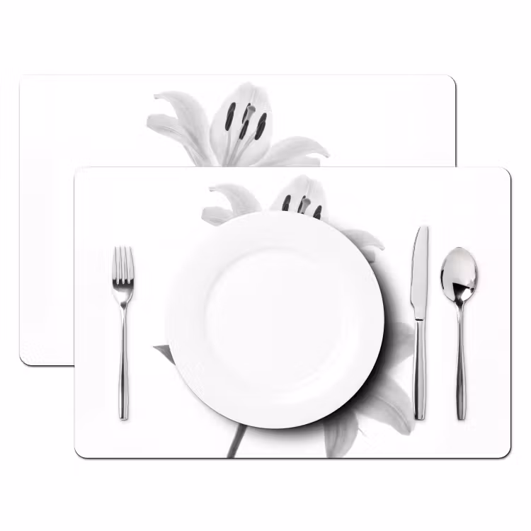 Lelies - Elegant - Zwart - Wit Placemat vinyl groot -zzsfeer2_Kitchenyeah-website