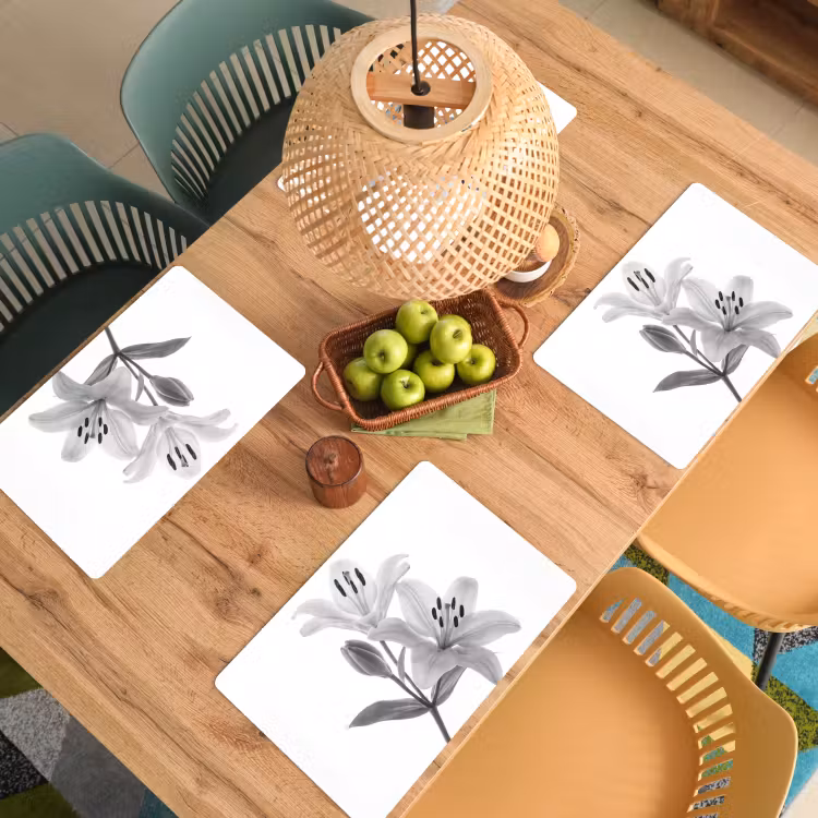 Lelies - Elegant - Zwart - Wit Placemat vinyl groot -zzsfeer5_Kitchenyeah-website