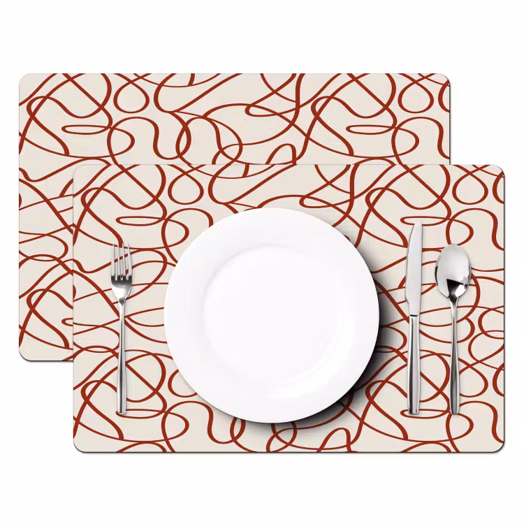 Lijnen - Abstract - Rood - Beige Placemat vinyl groot 368 -zzsfeer2_Kitchenyeah-website
