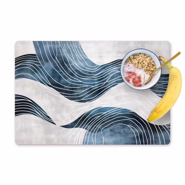 Lijnen - Golven - Abstract - Blauw Placemat vinyl groot -zzzproduct_Kitchenyeah-website