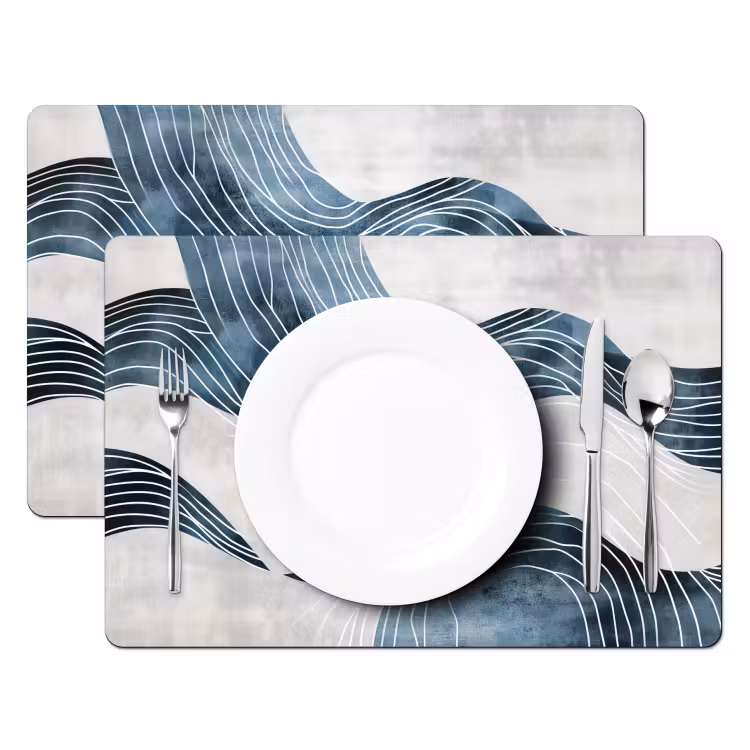 Lijnen - Golven - Abstract - Blauw Placemat vinyl groot -zzsfeer2_Kitchenyeah-website