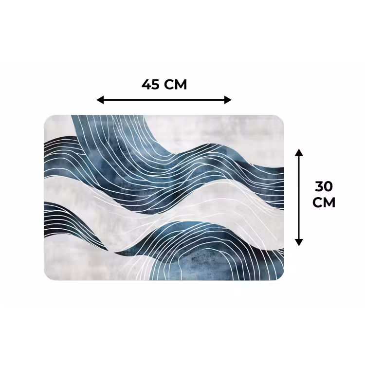 Lijnen - Golven - Abstract - Blauw Placemat vinyl groot -specs