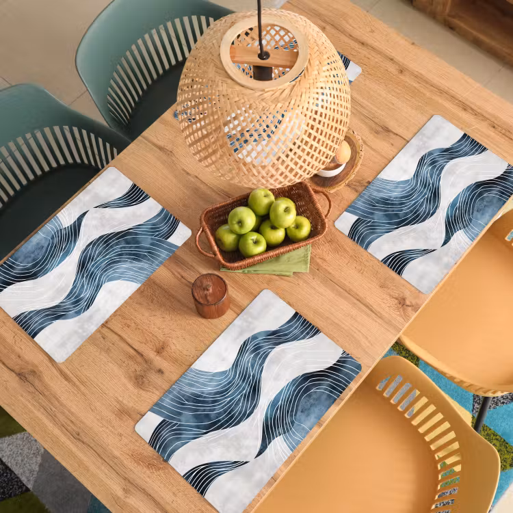 Lijnen - Golven - Abstract - Blauw Placemat vinyl groot -zzsfeer5_Kitchenyeah-website