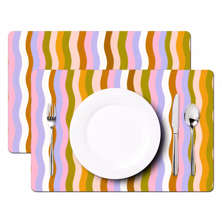 lijnen - Golven - Pastelkleuren - Patroon Placemat vinyl groot -zzsfeer2_Kitchenyeah-website