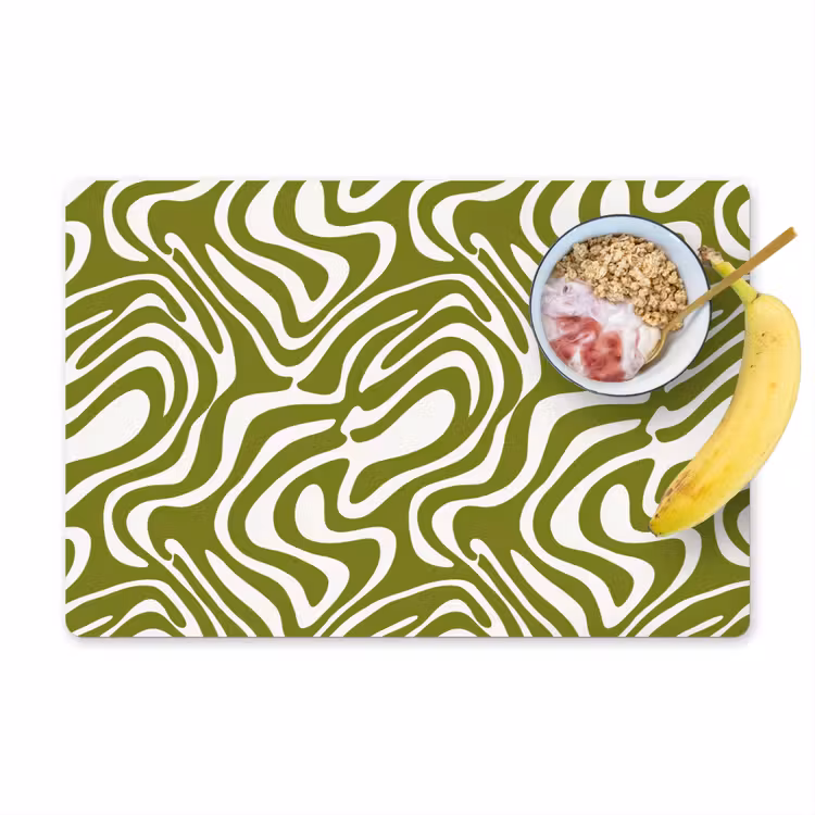 Lijnpatroon - Groen - Organisch Placemat vinyl groot 368 -zzzproduct_Kitchenyeah-website