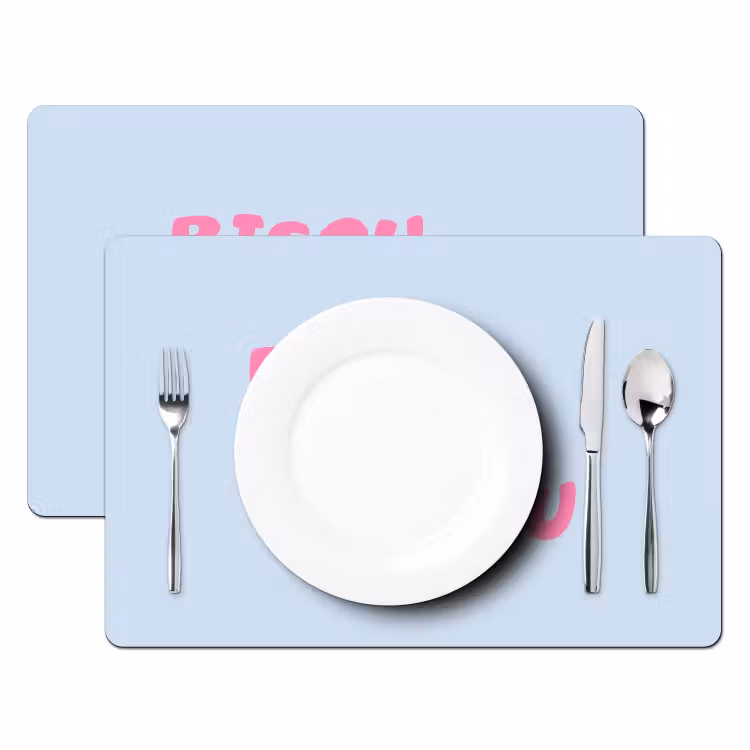 Lippen - Bisou - Blauw Placemat vinyl groot -zzsfeer2_Kitchenyeah-website
