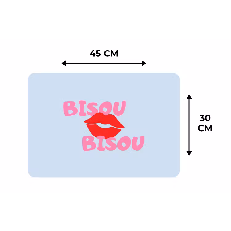 Lippen - Bisou - Blauw Placemat vinyl groot -specs