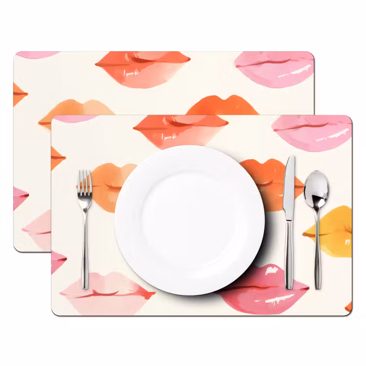 Lippen - Kleurrijk - Glanzend Placemat vinyl groot -zzsfeer2_Kitchenyeah-website