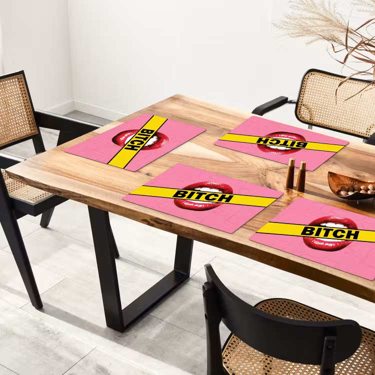 Lippen - Tekst - Kleurrijk Placemat vinyl groot -zzsfeer4_Kitchenyeah-website