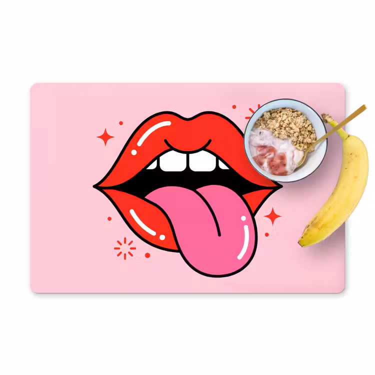 Lippen - Tong - Pop-art - Kleurrijk - Roze Placemat vinyl groot -zzzproduct_Kitchenyeah-website