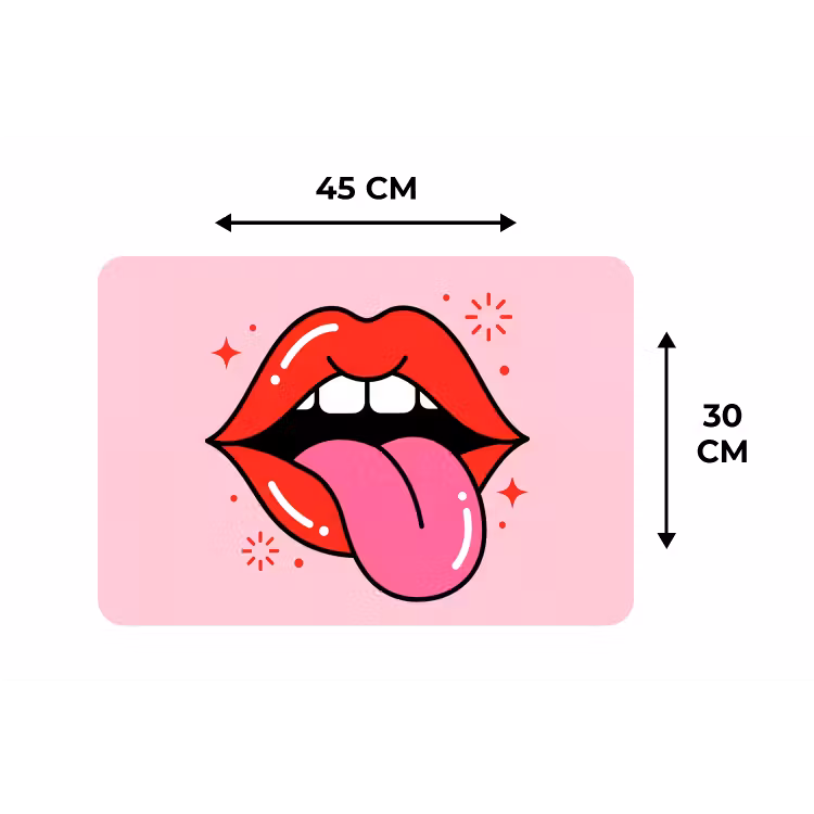Lippen - Tong - Pop-art - Kleurrijk - Roze Placemat vinyl groot -specs