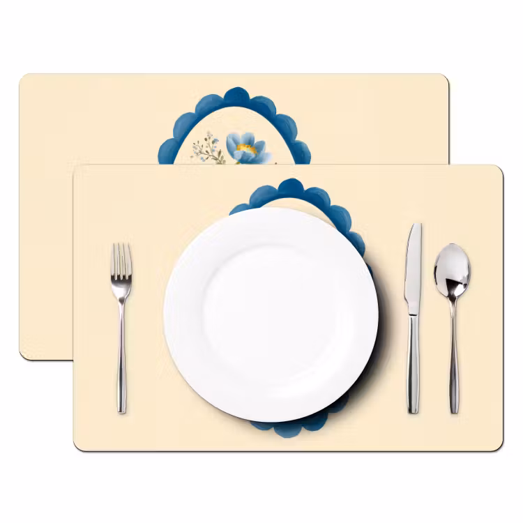 Lijst - Bloemen - Lichtblauw - Illustratie Placemat vinyl groot -zzsfeer2_Kitchenyeah-website