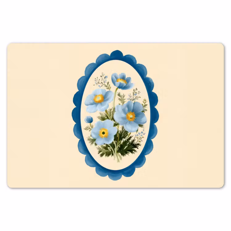 Lijst - Bloemen - Lichtblauw - Illustratie Placemat vinyl groot -zzsfeer1_Kitchenyeah-website