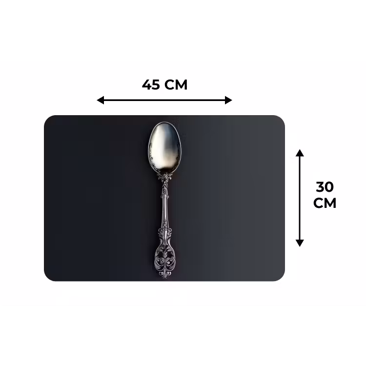 Lepel - Zilver - Metaal Placemat vinyl groot -specs