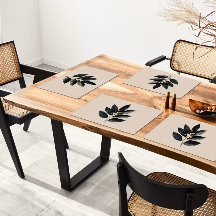 Laurierbladeren - Bloemknoppen - subtiel Placemat vinyl groot -zzsfeer4_Kitchenyeah-website