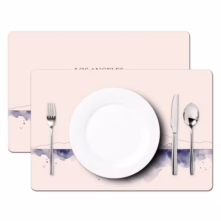 Los Angeles - Skyline - Architectuur - Aquarel - Blauw Placemat vinyl groot -zzsfeer2_Kitchenyeah-website