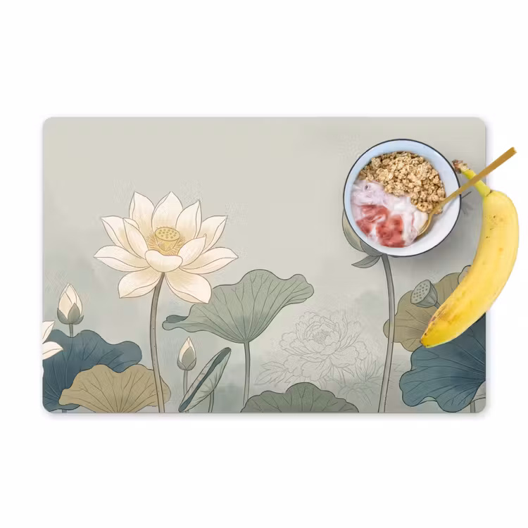 Lotus - Bloemen - Groen Placemat vinyl groot -zzzproduct_Kitchenyeah-website