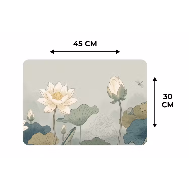 Lotus - Bloemen - Groen Placemat vinyl groot -specs