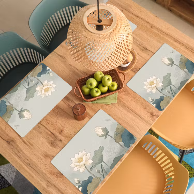 Lotus - Bloemen - Groen Placemat vinyl groot -zzsfeer5_Kitchenyeah-website