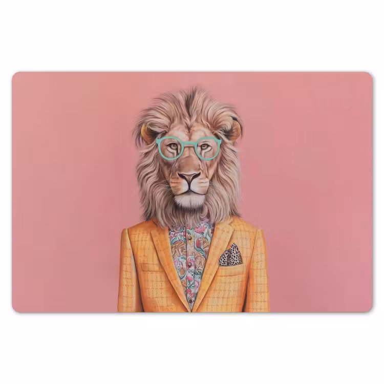 Leeuw - Pak - Geruit - Bril Placemat vinyl groot -zzsfeer1_Kitchenyeah-website