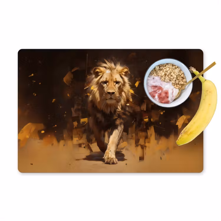Leeuw - Geschilderd - Abstract - Goud Placemat vinyl groot -zzzproduct_Kitchenyeah-website