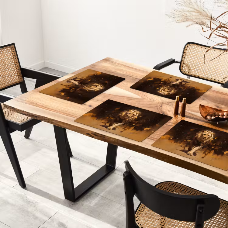 Leeuw - Geschilderd - Abstract - Goud Placemat vinyl groot -zzsfeer4_Kitchenyeah-website