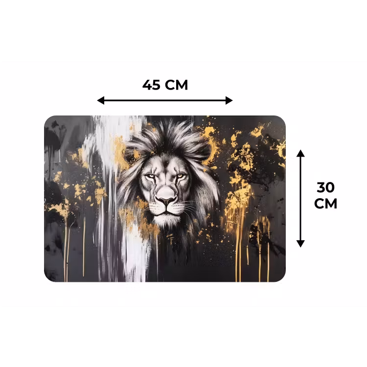 Leeuw - Portret - Verfspatten - Grijs Placemat vinyl groot -specs