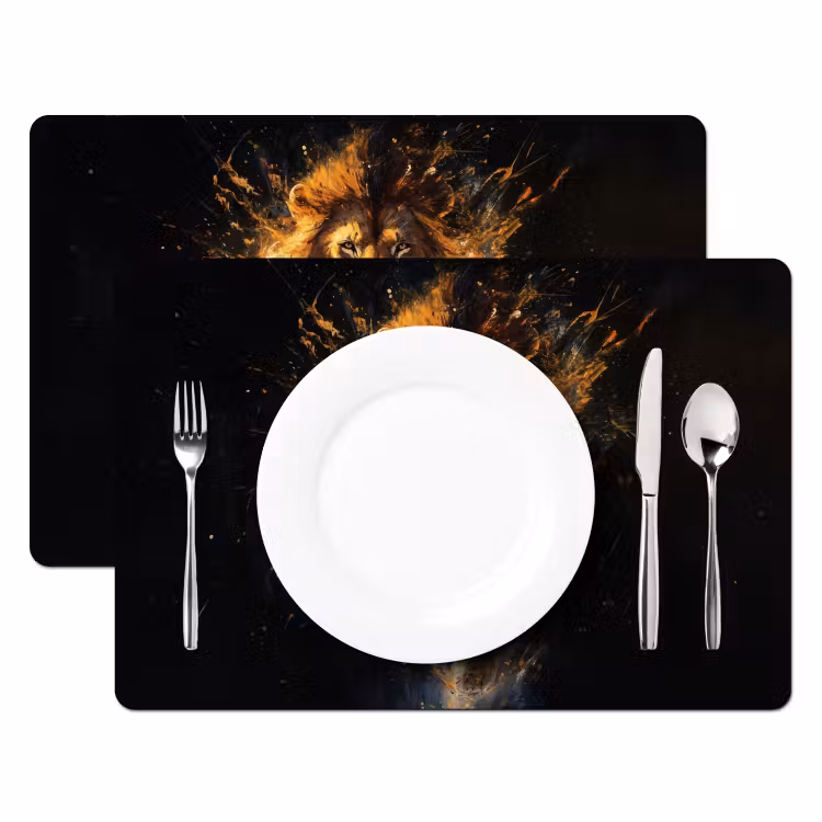 Leeuw - Zwart - Oranje - Verf Placemat vinyl groot -zzsfeer2_Kitchenyeah-website