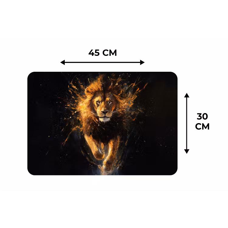 Leeuw - Zwart - Oranje - Verf Placemat vinyl groot -specs