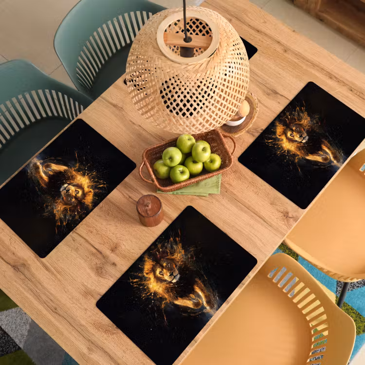 Leeuw - Zwart - Oranje - Verf Placemat vinyl groot -zzsfeer5_Kitchenyeah-website