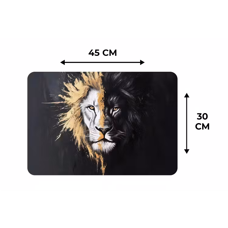 Leeuw - Gesplitst - Zwart - Lijn Placemat vinyl groot -specs
