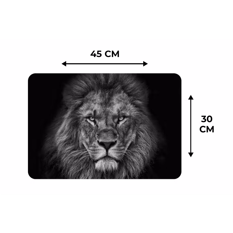 Leeuw - Dieren - Zwart - Wit Placemat vinyl groot -specs