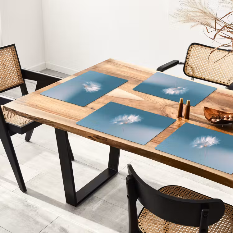 Paardenbloempluisje - Blauw - Lucht Placemat vinyl groot -zzsfeer4_Kitchenyeah-website