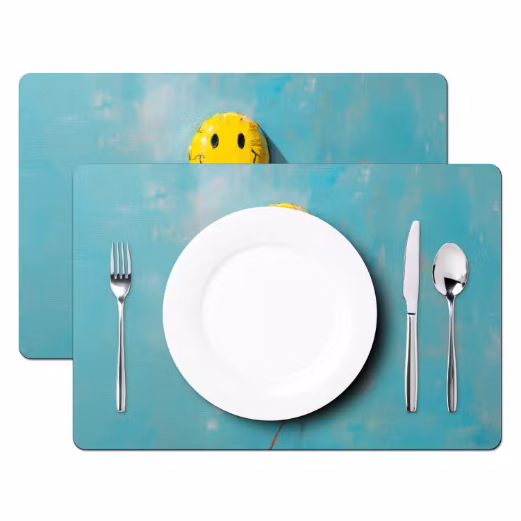 Ballon - Geel - Smiley Placemat vinyl groot -zzsfeer2_Kitchenyeah-website
