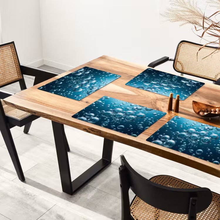 Luchtbellen - Dynamisch - Blauw Placemat vinyl groot -zzsfeer4_Kitchenyeah-website