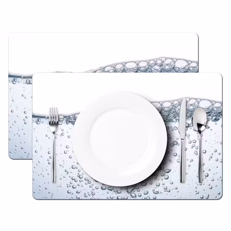 Luchtbellen - Water - Dynamisch Placemat vinyl groot -zzsfeer2_Kitchenyeah-website