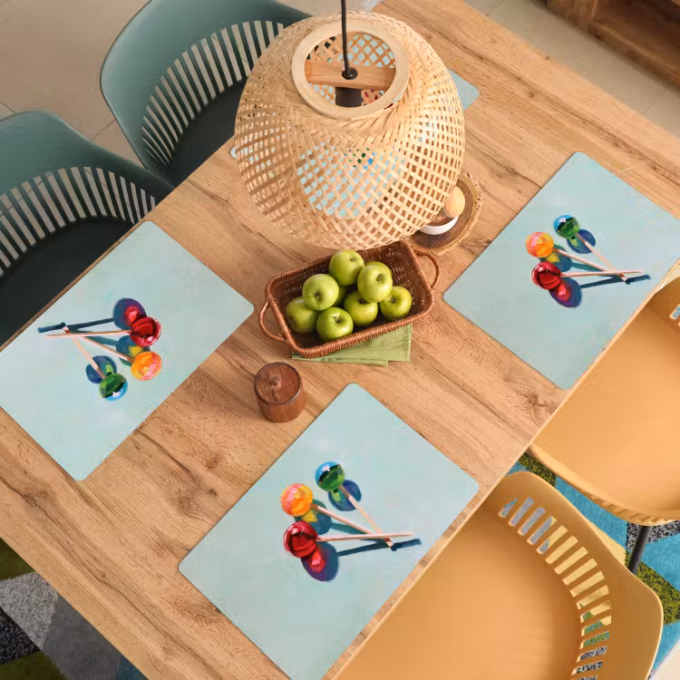Lollys - Schaduw - Drie - Blauw Placemat vinyl groot -zzsfeer5_Kitchenyeah-website
