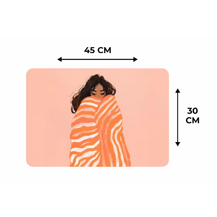 Meisje - Deken - Gestreept - Oranje Placemat vinyl groot -specs