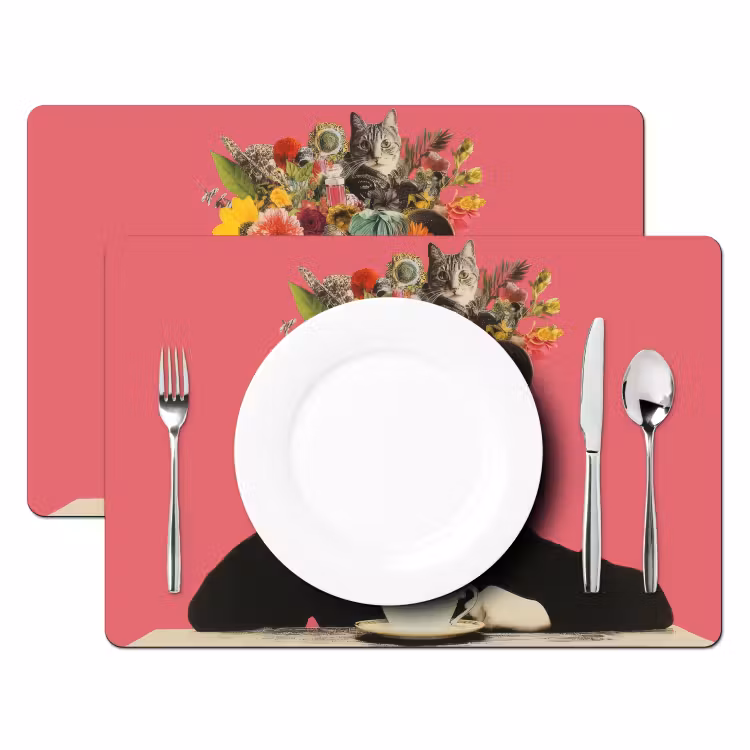 Meisje - Kopje - Bloemen - Roze Placemat vinyl groot -zzsfeer2_Kitchenyeah-website