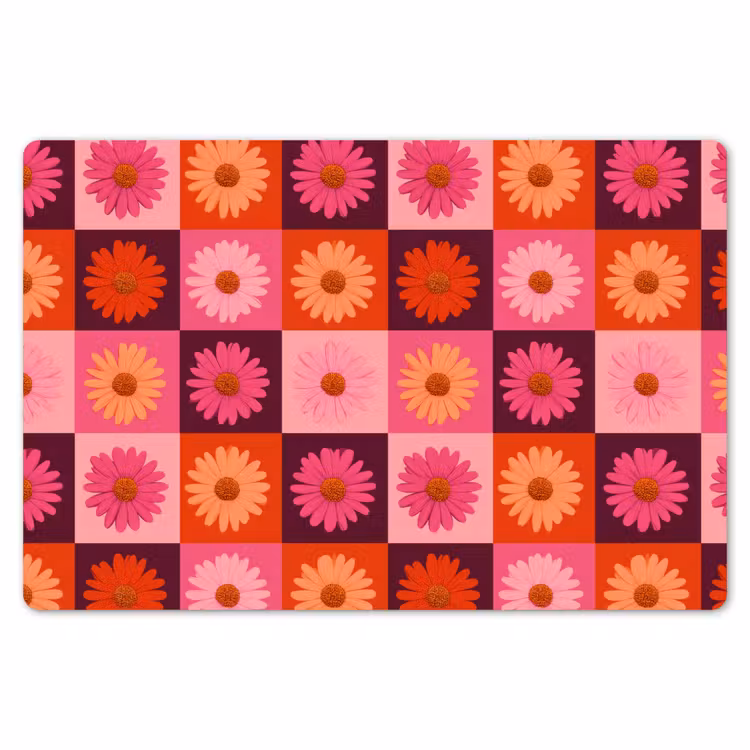Madeliefjes - Dambord - Retro - Roze - Oranje Placemat vinyl groot 368 -zzsfeer1_Kitchenyeah-website
