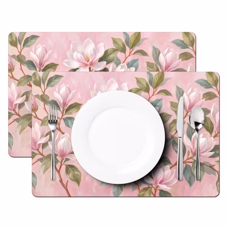 Magnolia's - Patroon - Roze Placemat vinyl groot -zzsfeer2_Kitchenyeah-website