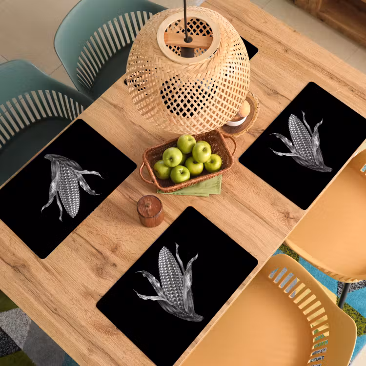 Maïskolf - Glanzend metaal - Elegant Placemat vinyl groot -zzsfeer5_Kitchenyeah-website