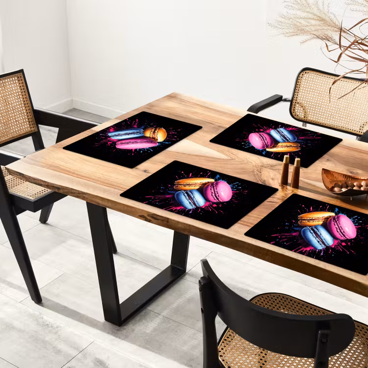 Macarons - Dessert - Graffiti - Kleurrijk - Roze - Blauw - Geel Placemat vinyl groot -zzsfeer4_Kitchenyeah-website