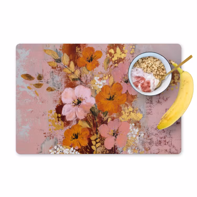 Schilderij - Bloemen - Rustiek - Roze Placemat vinyl groot -zzzproduct_Kitchenyeah-website