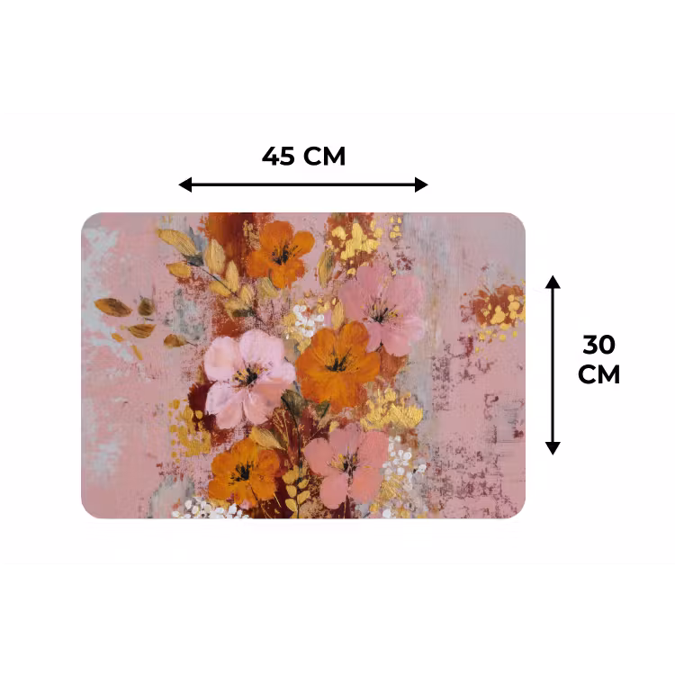Schilderij - Bloemen - Rustiek - Roze Placemat vinyl groot -specs