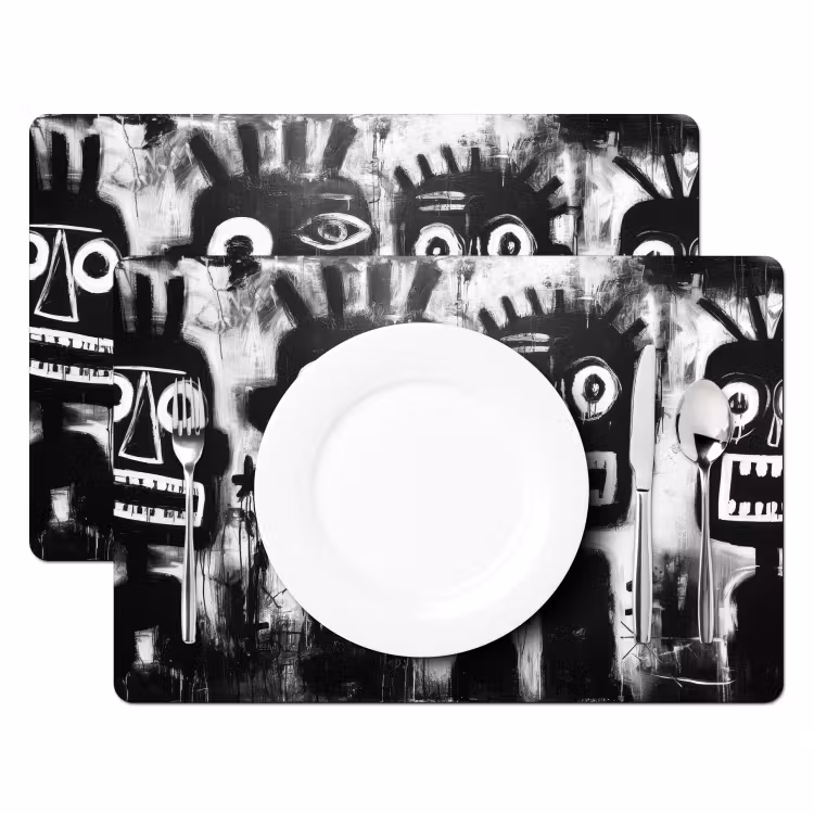 Schilderij - Figuren - Zwart - Abstract Placemat vinyl groot -zzsfeer2_Kitchenyeah-website