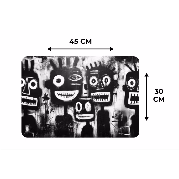 Schilderij - Figuren - Zwart - Abstract Placemat vinyl groot -specs