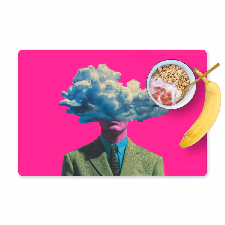Man - Pak - Wolk - Roze Placemat vinyl groot -zzzproduct_Kitchenyeah-website