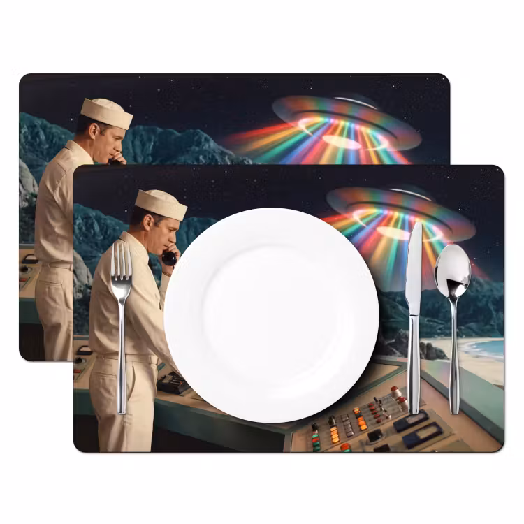 Tischset - 6 Stück - Mann – Kontrollraum – Strand - Man - Controlekamer - Strand Placemat vinyl groot