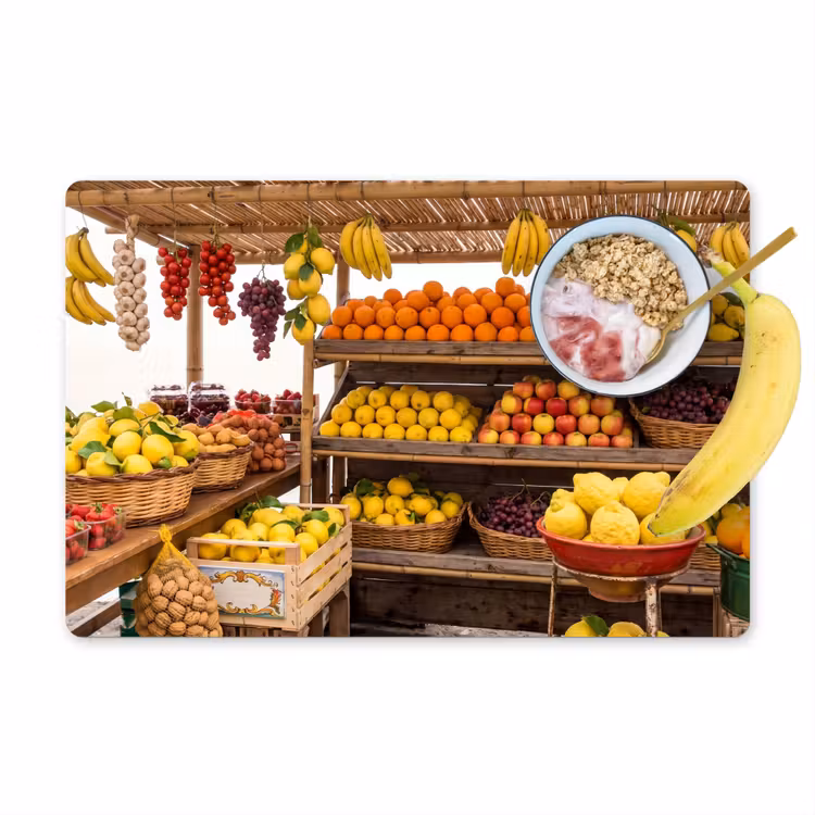 Tischset - 6 Stück - Marktstand – Obst – Frisch - Marktkraam - Fruit - Vers Placemat vinyl groot